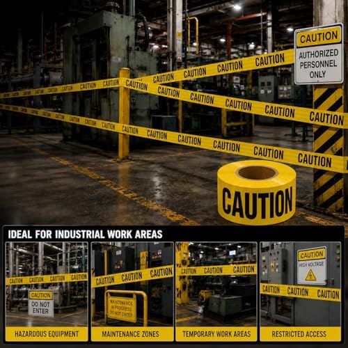 ATERET Premium Yellow Caution Tape 12-Pack 3 inch x 1000 feet, Hazard Safety ...