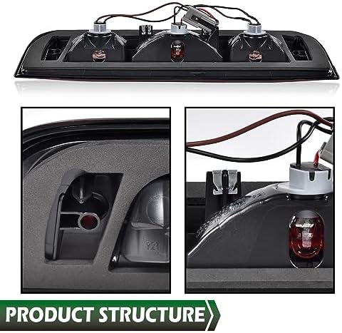 GRAND ORANGE Third Brake Compatible with Chevy Silverado GMC Sierra 1500 2500 3500 2015-2021 High Mount Stop Light Cargo Lamp 84900397,2350916 Red Lens