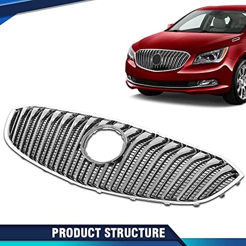 PIT66 Chrome Front Bumper Grille Grill Compatible with Buick Lacrosse 2014 2015 2016 Chrome 90766426 GM1200705