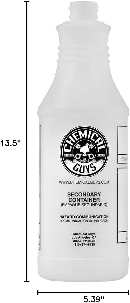 Chemical Guys ACC_130 Professional Chemical Guys Chemical Resistant Heavy Duty Bottle and Sprayer, 32 oz