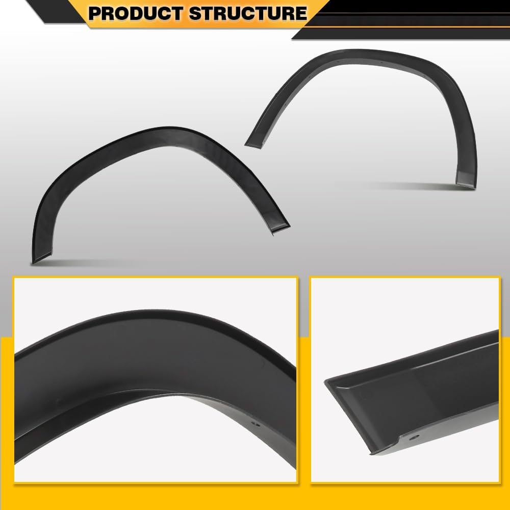 CNNELL Factory Style Fender Flares 4Pcs Compatible with Dodge Ram 1500 2019-2024, Not Fit 1500 Classic & Rebel & TRX Models Wheel Fender Arch Molding Trim Set Black
