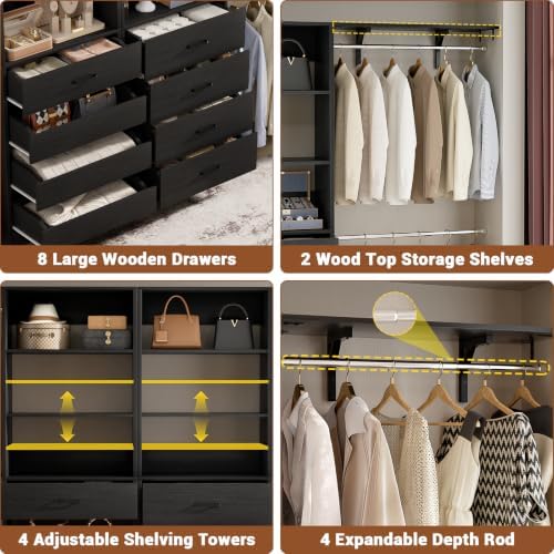 aheaplus closet system, wood closet organizer system with shown in use