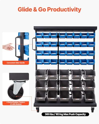 vevor 7-tier double-sided rolling bin storage rack, 94 showing dimensions