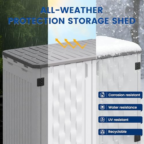 udpatio 67 cu.ft vertical outdoor storage shed, hdpe showing dimensions