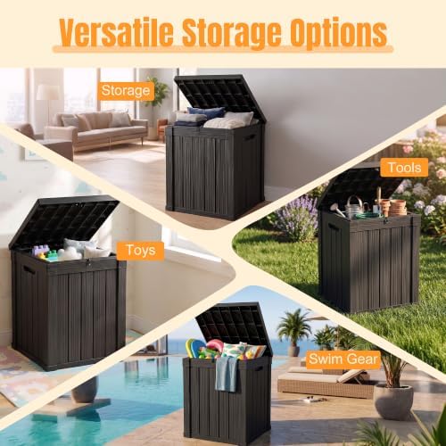 outdoor storage box,70 gallon waterproof resin patio deck, side view