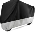 Motorcycle Cover Waterproof Outdoor Protection with Lock-Holes & Storage Bag Fits up to 96" Motorcycles Vehicle Cover for Harley Davidson Honda Suzuki Kawasaki Yamaha (XL Black&Silvery)
