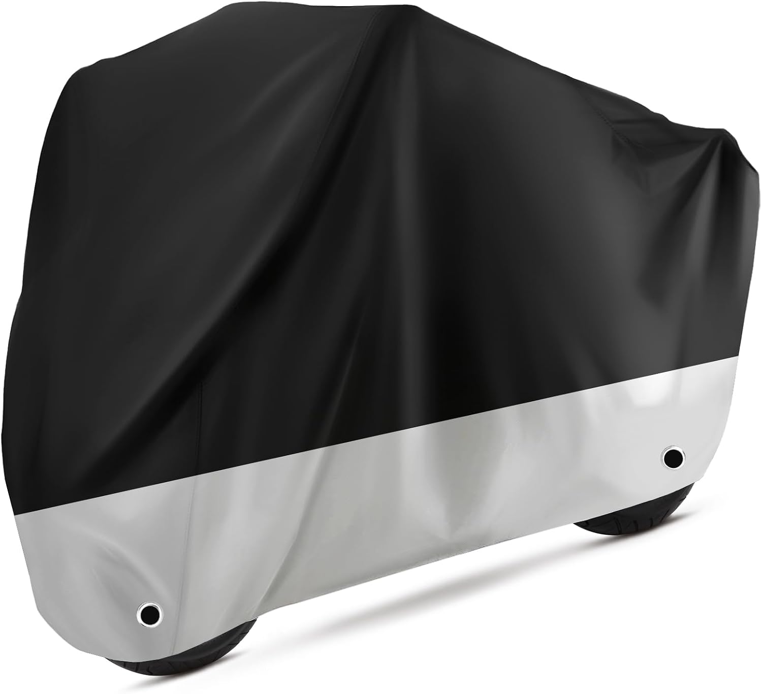 Motorcycle Cover Waterproof Outdoor Protection with Lock-Holes & Storage Bag Fits up to 96" Motorcycles Vehicle Cover for Harley Davidson Honda Suzuki Kawasaki Yamaha (XL Black&Silvery)