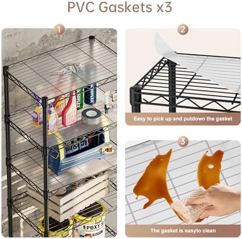 singaye small wire 5 adjustable shelves pantry metal showing dimensions