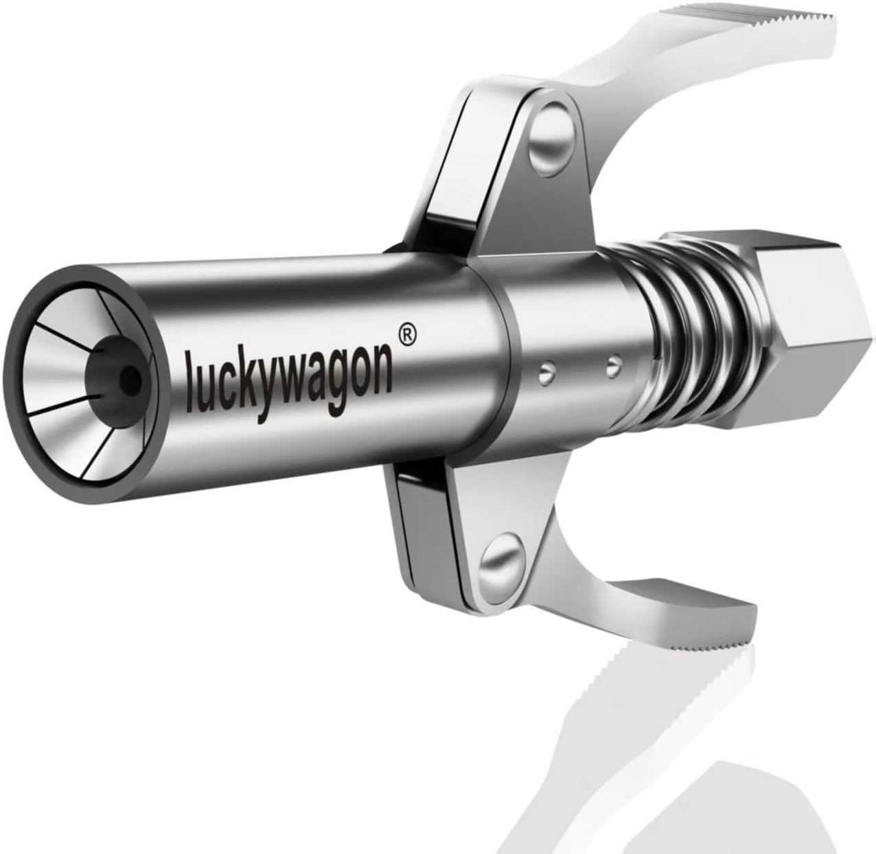 Grease Gun Coupler Grease Gun Tips Grease Fittings, Double Handles, Quick Lock Release, High Pressure 12,000 PSI, 6 Thickened Jaws Grease Coupler, Compatible with All 1/8" NPT Grease Guns