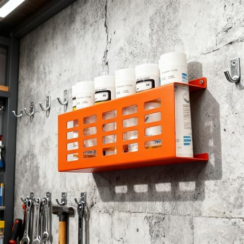 metal wall mount caulking tube holder rack, orange, package contents