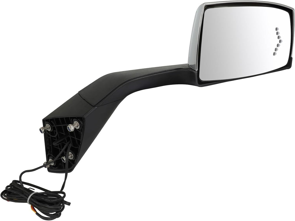 Passenger Side Truck Hood Mirror Fits 2004-2018 for Volvo VNL/VN Series, Manual Control View Mirror with Turn Signal Light