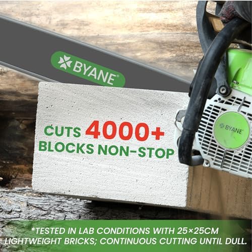 byane 18-inch carbide chainsaw chain .325" pitch .050" showing dimensions