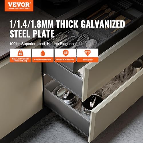 vevor bottom mount drawer slides 6 pairs 15 shown in use