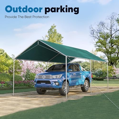 quictent 10x15 ft heavy duty car canopy galvanized, view 9