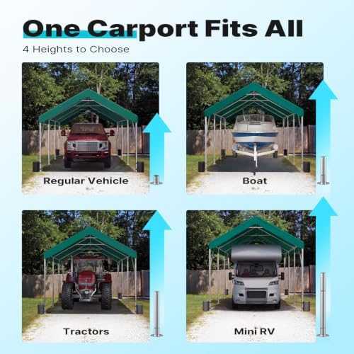 advance outdoor 12x20 ft heavy duty carport potable, close-up detail