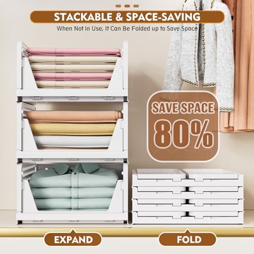 snslxh 5 pack stackable closet organizer box, multifunctional showing dimensions