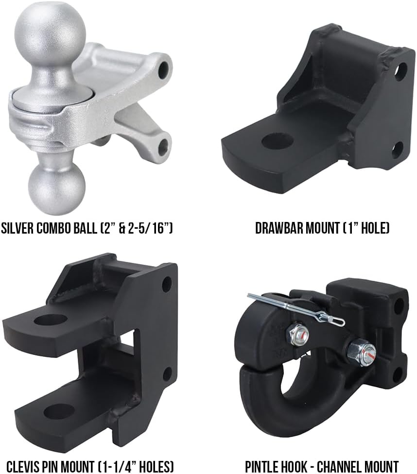 Shocker HD 20K Air Hitch & Farm Mount Towing Kit Fits 2-1/2" Hitch. Has, Pintle Hook, Drawbar & Clevis