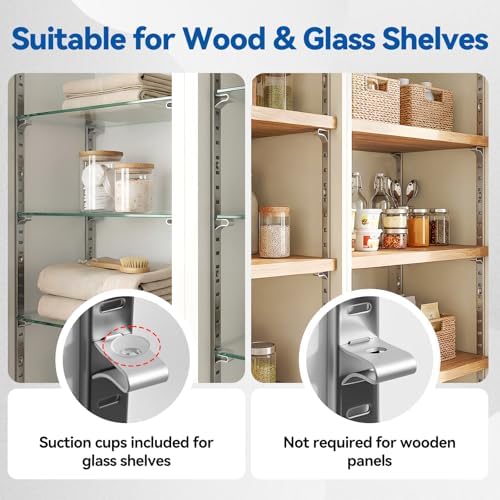 adjustable shelf bracket 40 inch 8 pack wall, side view