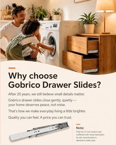 gobrico drawer slides 20 inch 2 pair，soft close, view 9