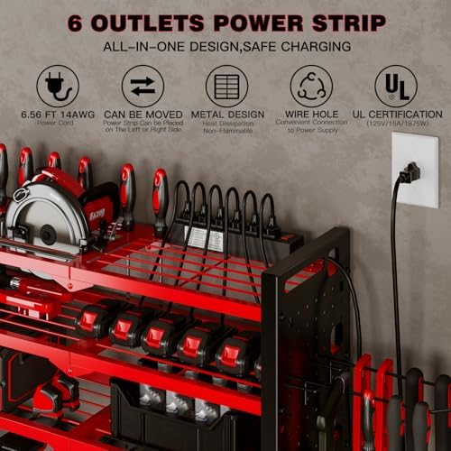 nattydot cordless power tool organizer wall mount, 6 shown in use