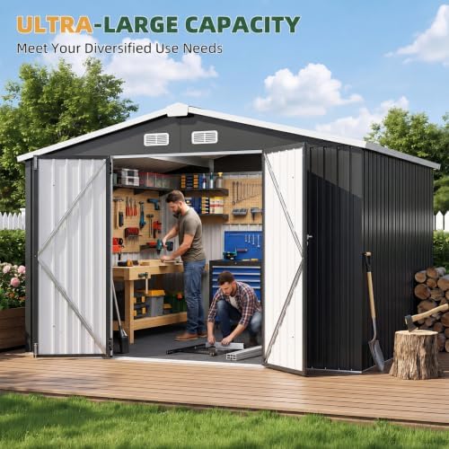 aoxun 10x8 ft shed outdoor storage shed with, side view