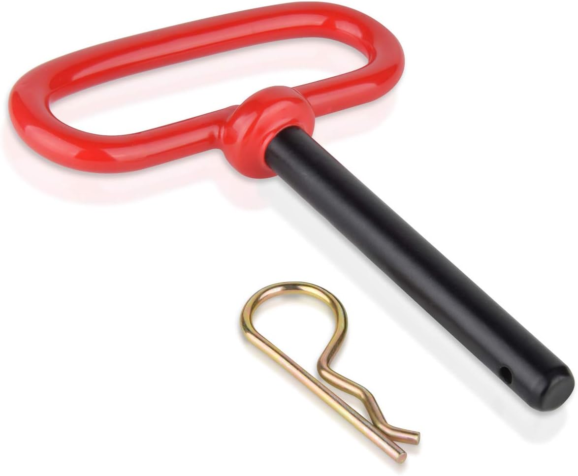 3/8" x 4" Inch Trailer Hitch Pin and Clip Towing Hitchs Red Handle Hitch Pin Accessories for Tractors,Clevis Pin 2PCS