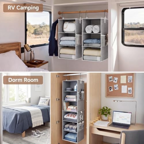 storageworks hanging closet organizer, 6-shelf with 2-in-1 design on a desk or shelf