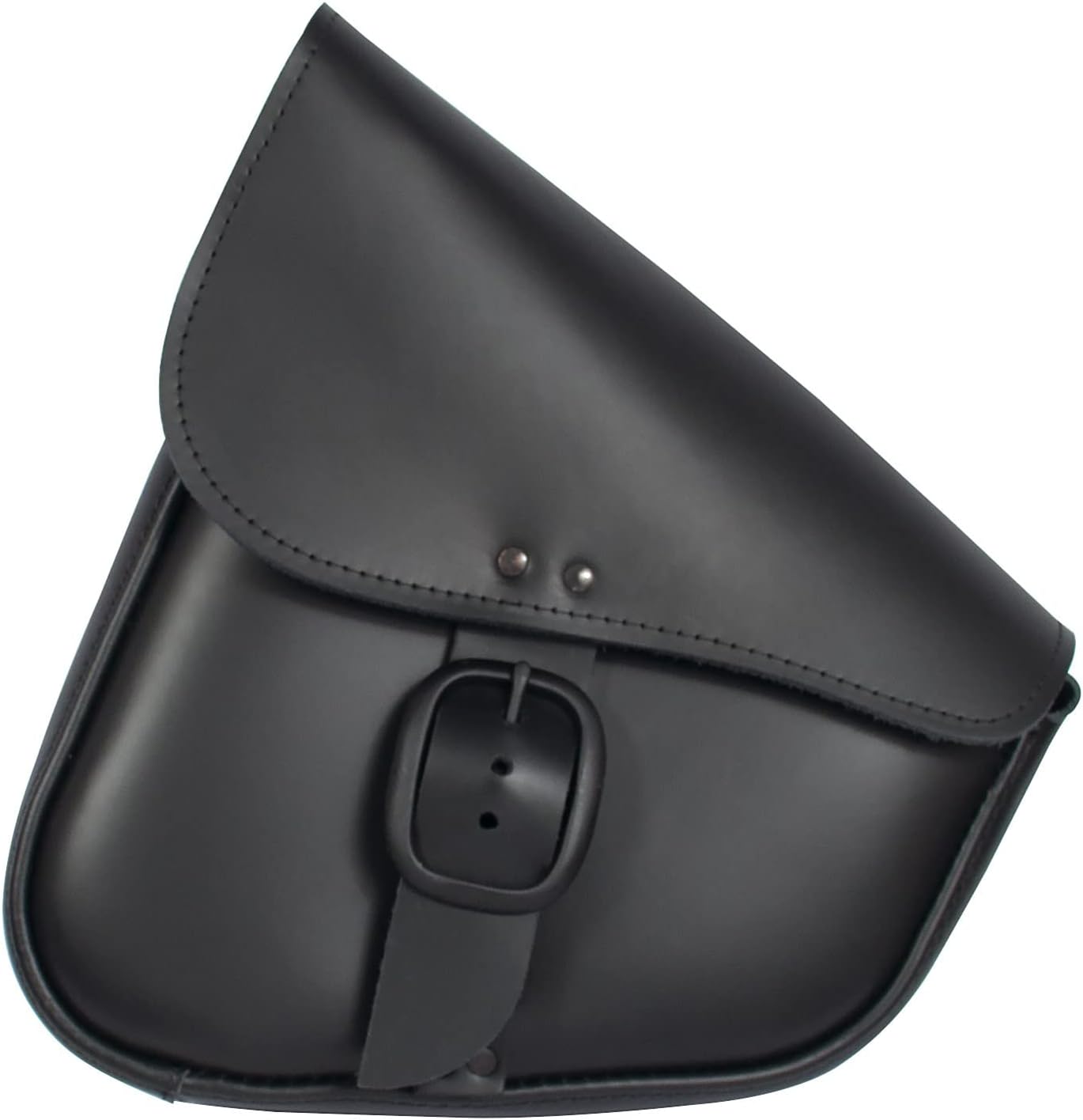 Black Leather Motorcycle Swingarm Bag for Softail/Triangulated Swingarm Models - Matte Black Buckle - Made in USA by Willie & Max [59893-00]