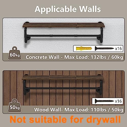 industrial pipe clothes rack with top shelf and, view 9