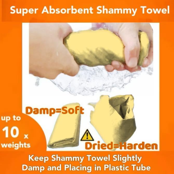 Premium Shammy Cloth for Car Drying - 2pk(26”x17”) - Super Absorbent Synthetic Chamois Towel - Reusable Car Drying Shammy - Scratch-Free Car Drying Towel(Yellow & Yellow)