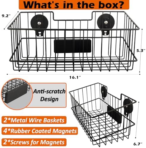 mutuactor heavy duty magnetic basket,2pcs solid metal magnet showing dimensions