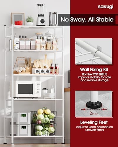 sakugi storage shelves - 5 tier shelf organizer, front angle view