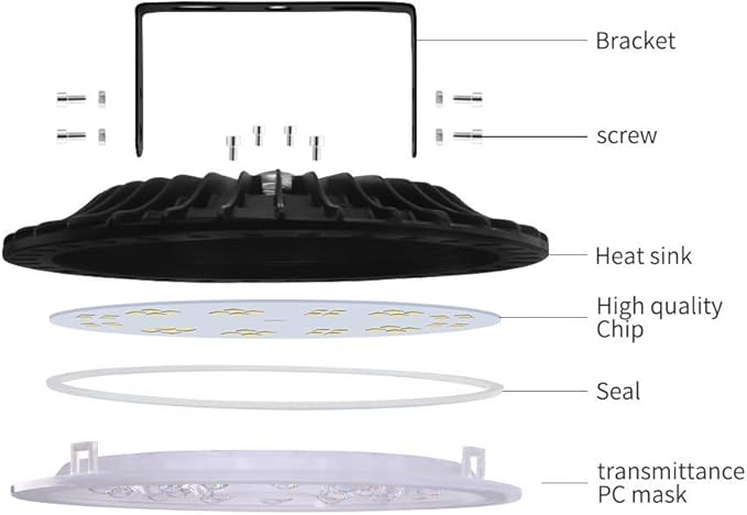 Viugreum 5 PACK 100W UFO LED High Bay Light, 10000LM 6500K Daylight White LED - Image 5