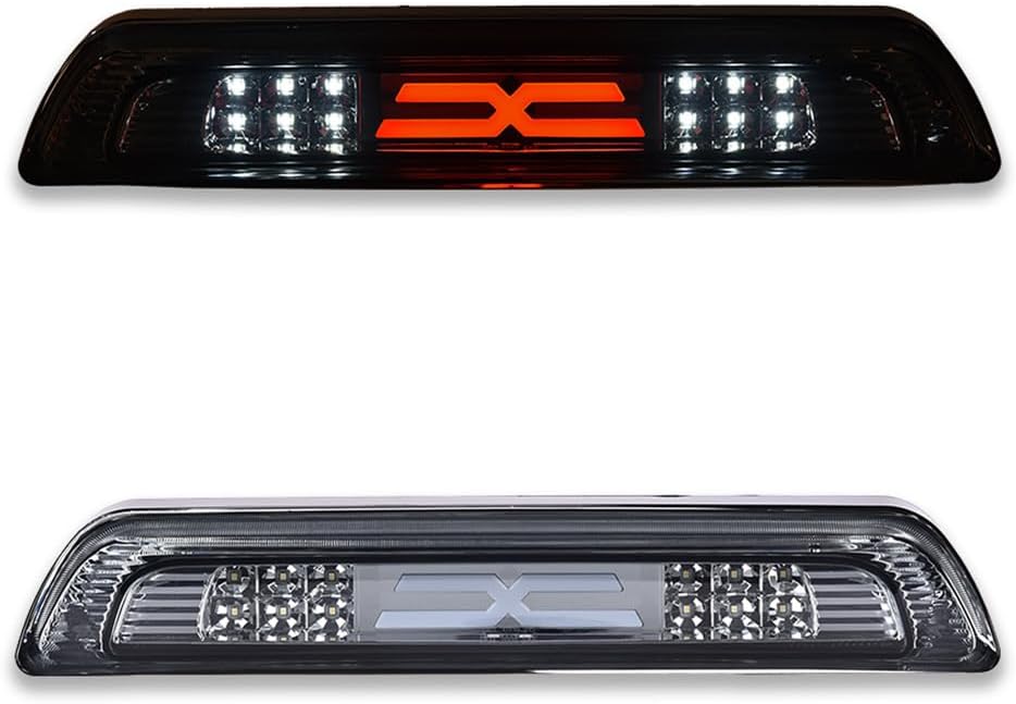 MOUTUX LED 3rd Brake Light Compatible with Toyota Tundra 2007-2018 High Mount LED 3rd Thrid Tail Cargo Brake Light Smoky Lens Chrome Housing