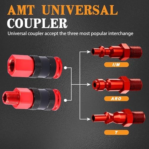 1/4" npt universal air coupler & plug kit, side view