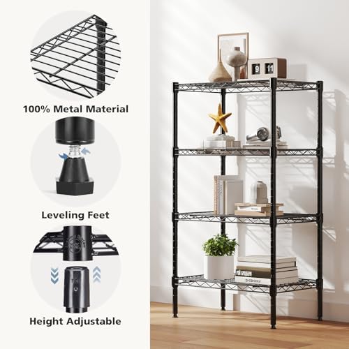 dumos 4-tier metal storage shelves, shelving unit, storage, package contents