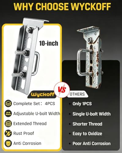 wyckoff 10" boat trailer bunk brackets 4-pack,heavy duty showing dimensions