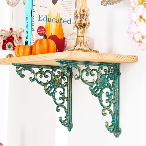 sungmor vintage cast iron shelf brackets - 2 on a desk or shelf