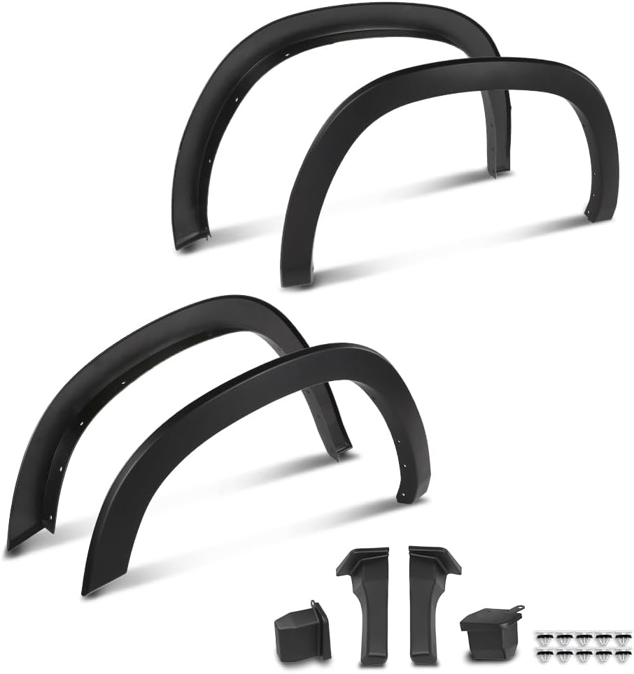 CNNELL Factory Style Fender Flares 4Pcs Compatible with Dodge Ram 1500 2019-2024, Not Fit 1500 Classic & Rebel & TRX Models Wheel Fender Arch Molding Trim Set Black