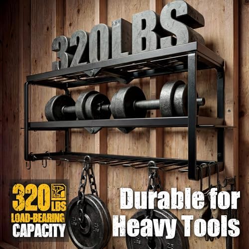 320lbs power tool organizer wall mount with charging, close-up detail