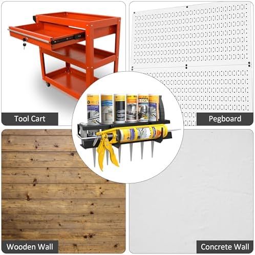unitedpower caulking gun holder 6+1, wall mount hand, front angle view