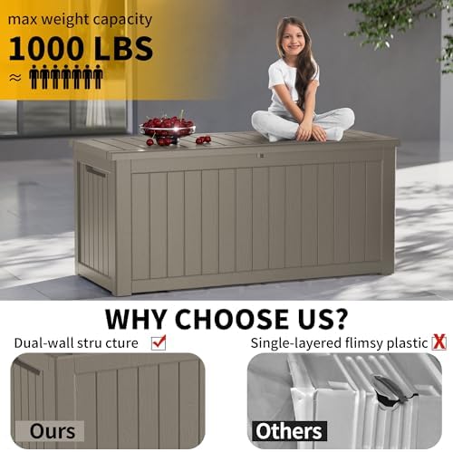 200 gallon outdoor storage box patio deck box, front angle view