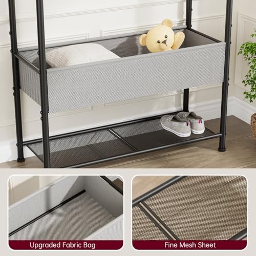 singaye wardrobe standing closet clothing rack with shelf, close-up detail