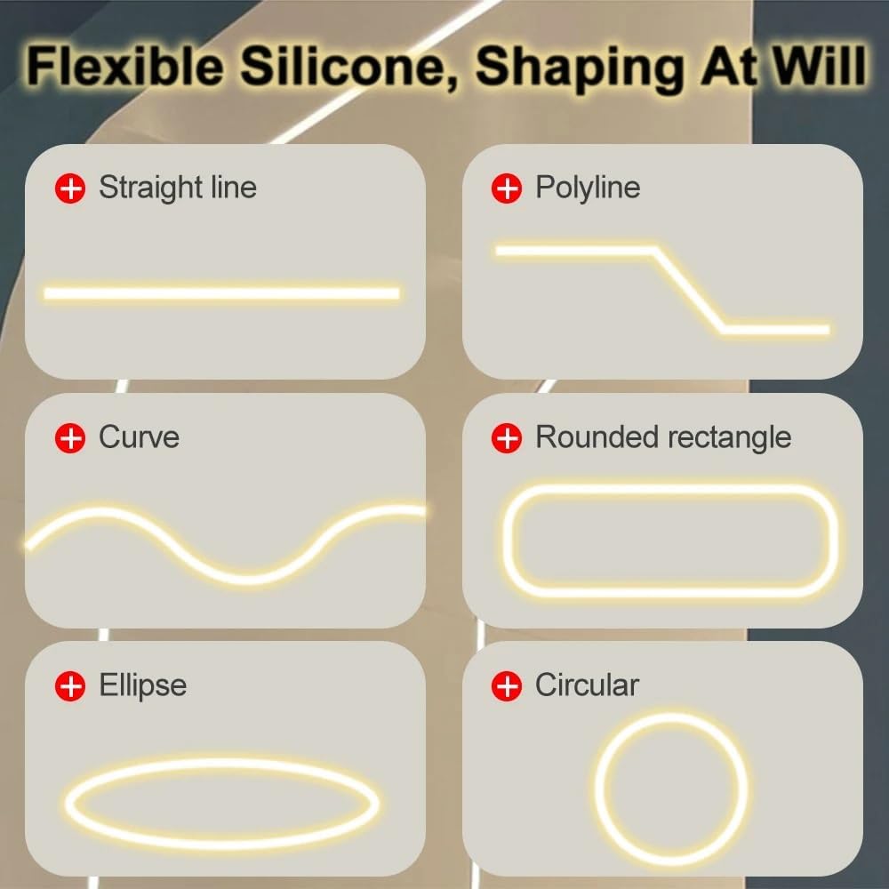 3 Meter Cuttable LED Neon Silicone Channel - Customizable Length for LED Strips | White,F2014