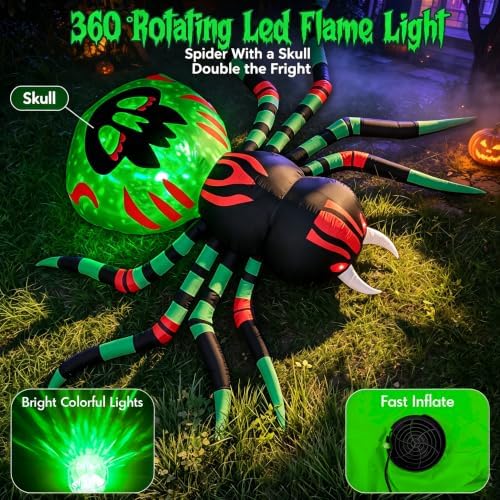11FT Halloween Inflatables Spider Outdoor Decorations for Yard, Giant Blow up...