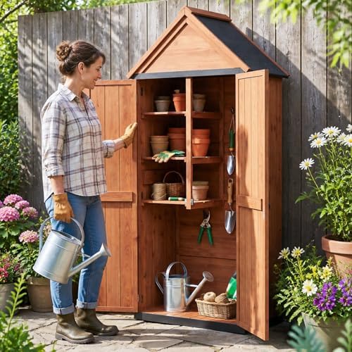 aoxun solid wood outdoor cabinet 2.3'x1.3' with asphalt, close-up detail