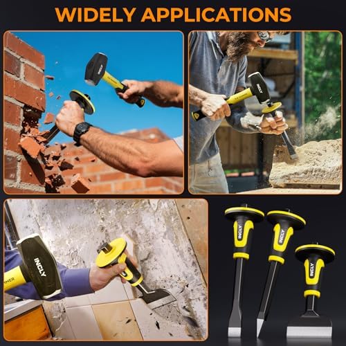 incly 3pcs masonry chisel set with hand guard, package contents