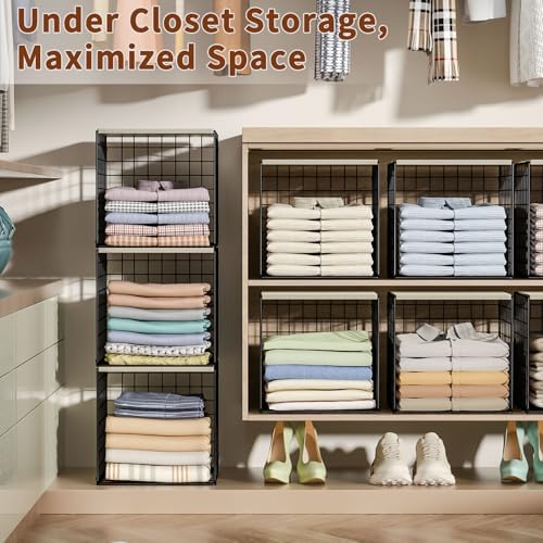 stackable closet organizers and storage, shelves with wood, package contents