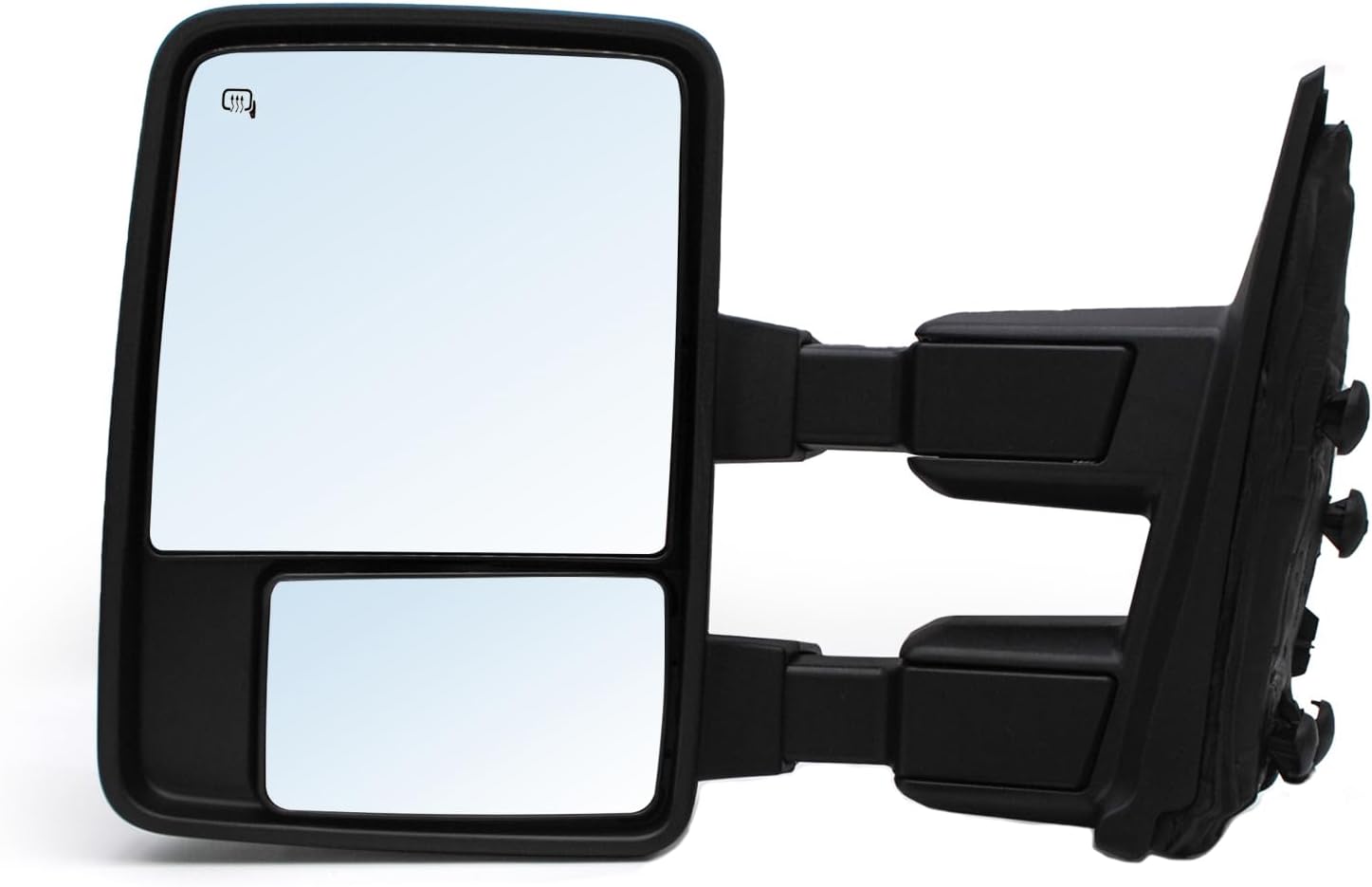 Driver Left Side Towing Mirror fit for 2008-2016 Ford F250 F350 F450 F550 | Super Duty Power Heated Amber Turn Signal Light Puddle Light Auxiliary Lamp Black Cap