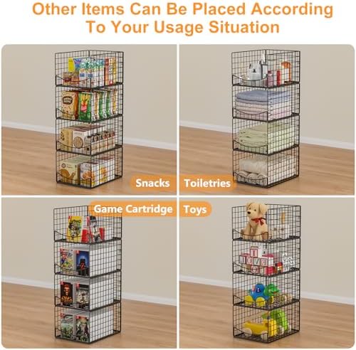 hongtamoya 4-tier stackable closet organizers and storage shelves, front angle view